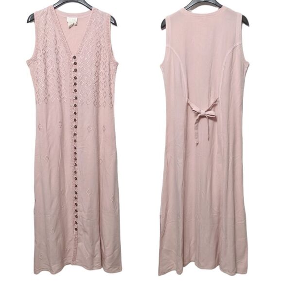SOFT SURROUNDINGS Embroidered Button Front Maxi Dress S - Picture 1 of 9